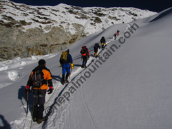 Nepal Mountain Team Approaching Island Peak